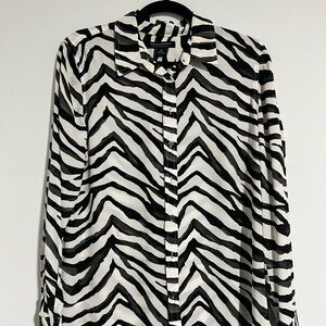 Banana Republic Black and White Zebra Print Blouse